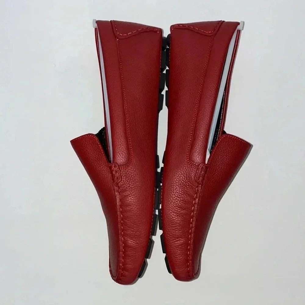 Gucci Driver Red Leather Loafers G7, US8
